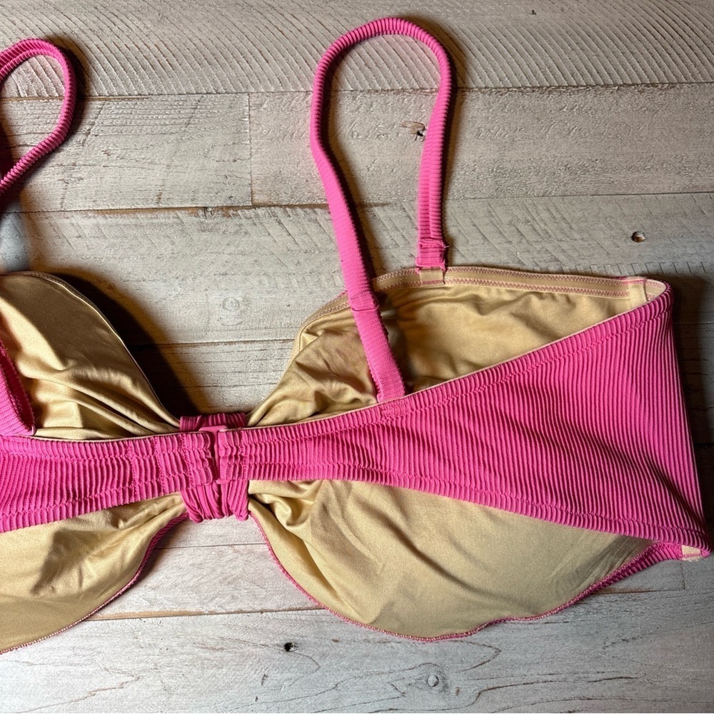 Old Navy Textured-Rib Cinch-Front Bikini Swim Top 4X Pink NWT! - Picture 15 of 16
